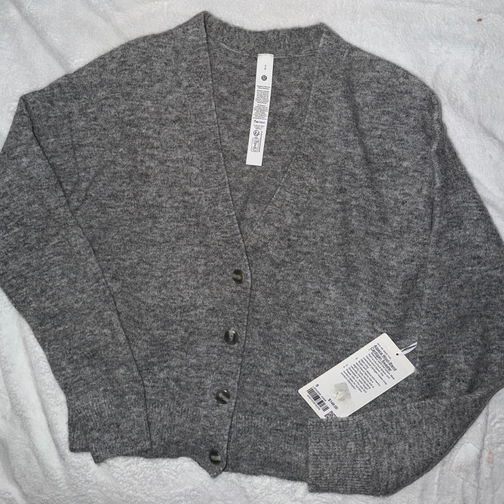 Lululemon NWT Gray Alpaca Wool-Blend Button Cardigan Sweater Women’s Size Small - Picture 3 of 10